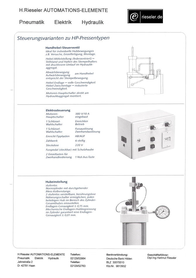 Zubehör HydrauliPressen HP