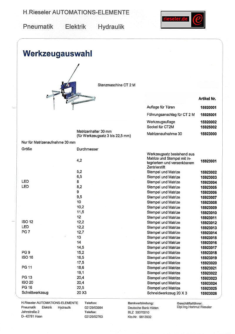 KatalogBlatt 3 / 4 zur Presse  ECT-2H