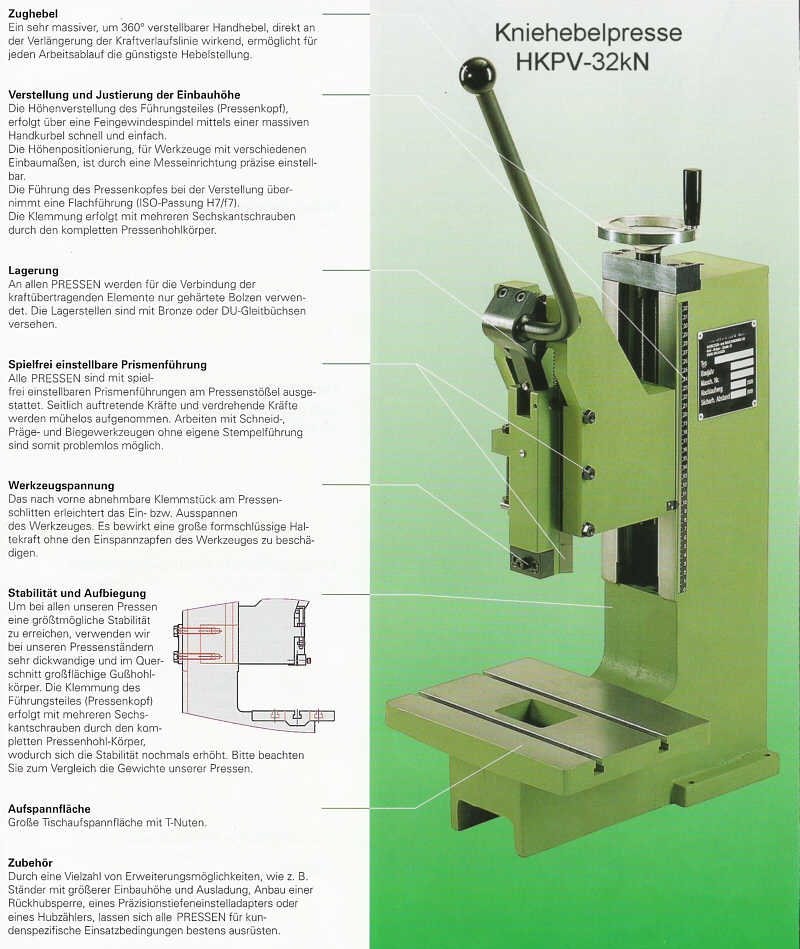 Kniehebelpresse HKPV-32kN