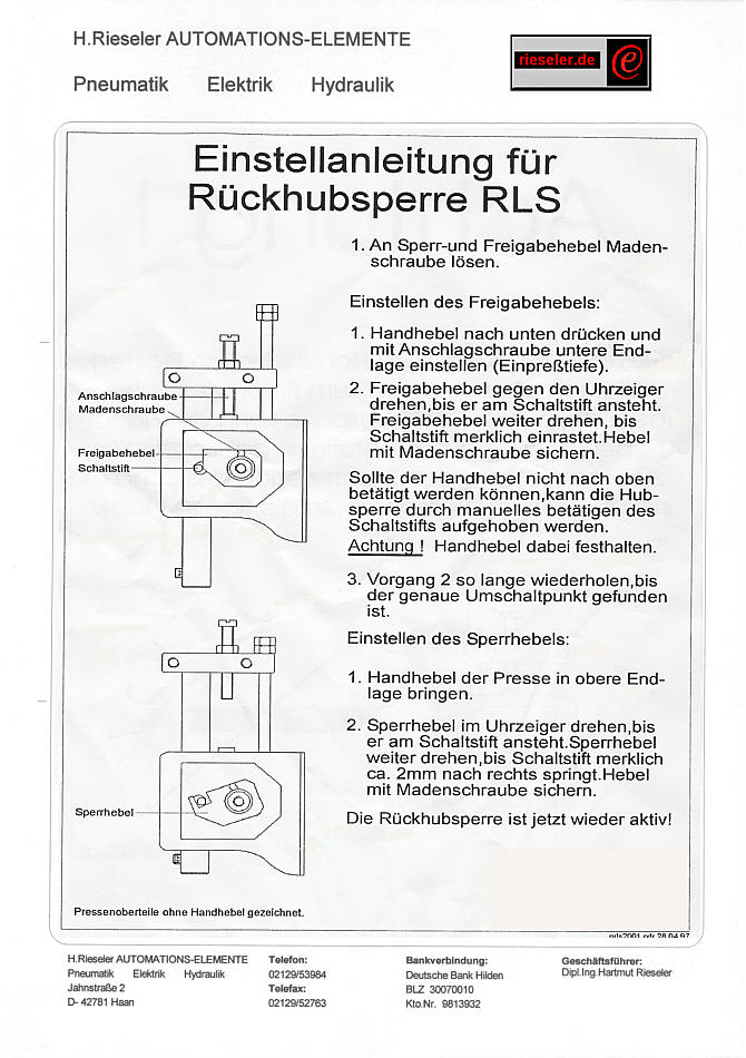 Rckhubsperre ( RLS ) Seite 1 zu PressenKopf BHP200-OZ-55