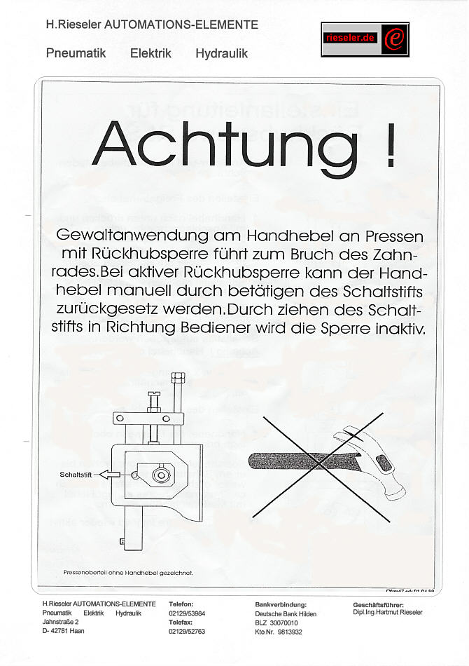 Rckhubsperre ( RLS ) Seite 2 zu PressenKopf BHP200-OZ-55